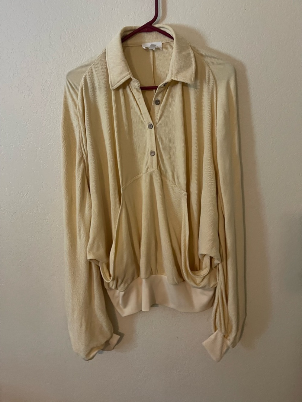 Relaxed Cream Polo Pullover Blouse